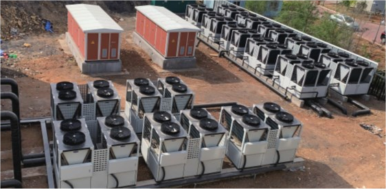 Industrial park heat pump cluster